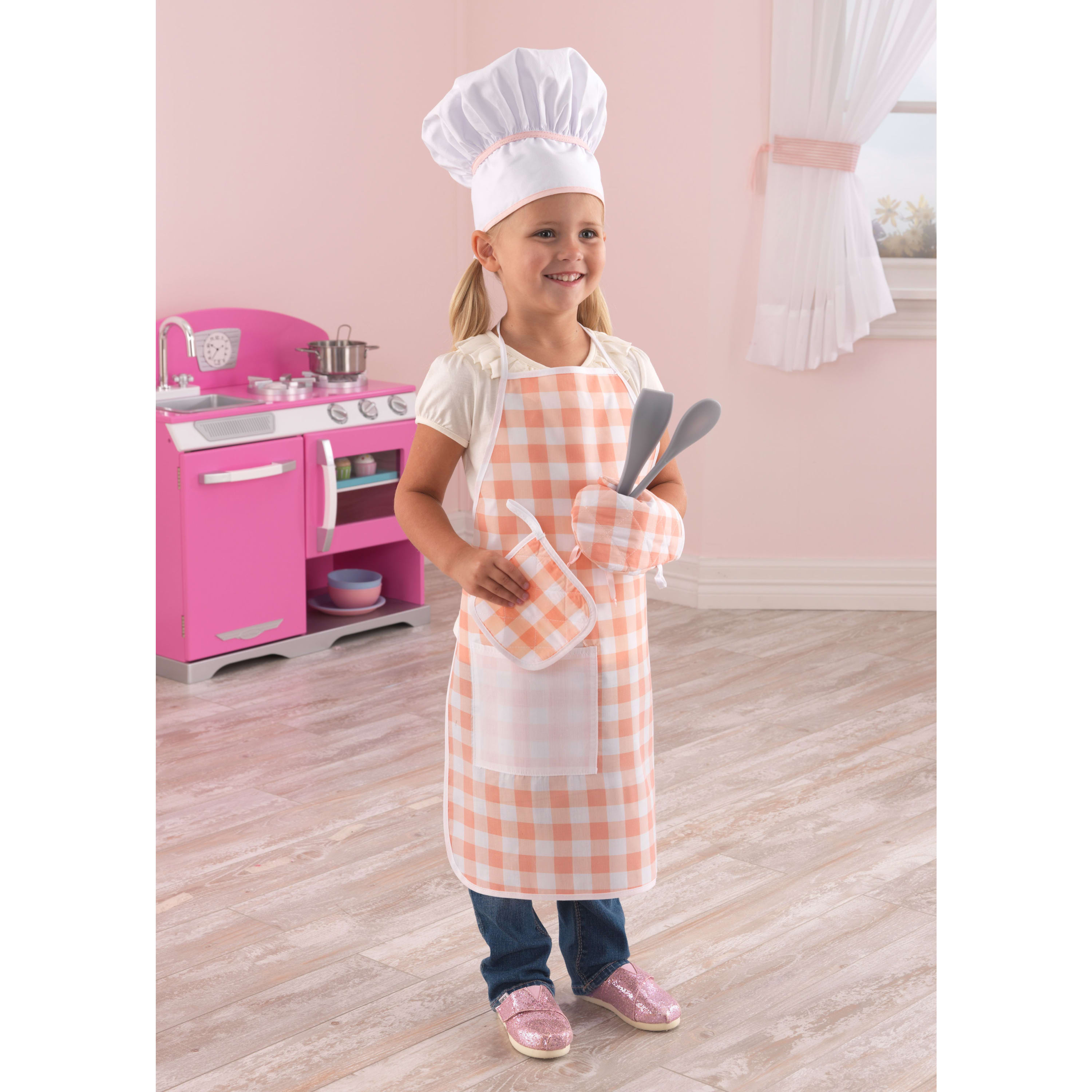KidKraft Tasty Treats Chef Apron, Hat and Accessory Set for Kids, Pink - image 6 of 8