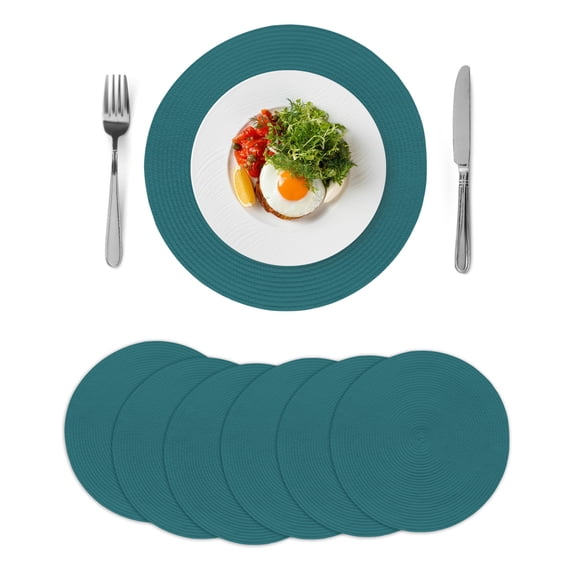 Round Placemats Solid Color 15 inch Set of 6 Table Mats for Dining Table Turquoise Heat Resistant Non-Slip Kitchen & Home Decorative Place Mat Set