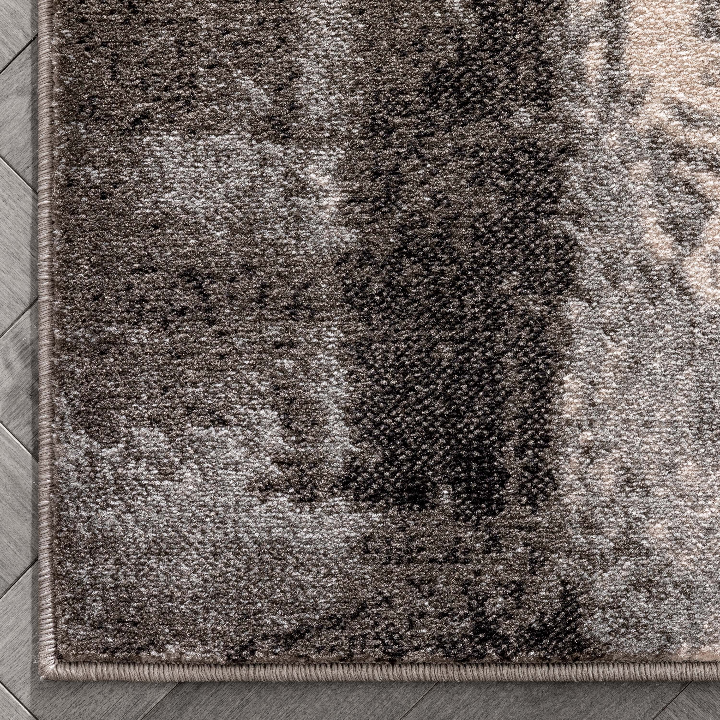 Well Woven Caila Grey & Black Brush Stroke Abstract Geometric Runner Rug 2x7 (2'3" x 7'3")