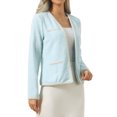 thumbnail image 4 of INSPIRE CHIC Women's Tweed Cardigan Long Sleeve Open Front Business Casual Knit Jacket for Dress M Light Blue, 4 of 4