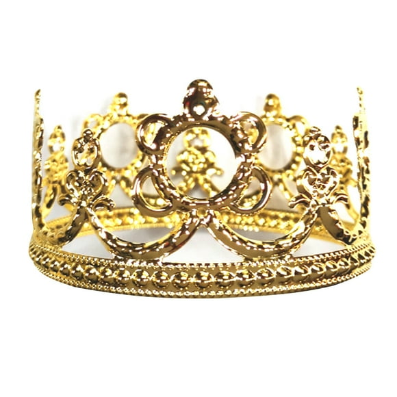 CIMAXIC Birthday 1PC Kids Crown Hollow Iron Crown Cake Decoration for Party Birthday Supplies (General Pattern, Golden),3.94"X3.94"X2.01"