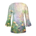 thumbnail image 5 of hxobax Womens Dressy Casual Tops Ruffle 3/4 Sleeve Tunic V Neck Button Down Shirts Pleated Blouses, 5 of 5
