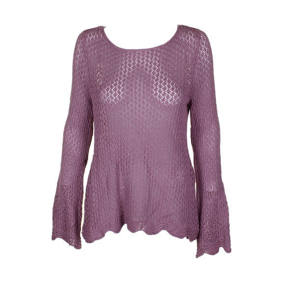 Style & Co Womens Antique Mauve Long-Sleeve Crocheted Crew Neck Sweater XXL