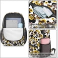 thumbnail image 4 of Sunflower and Cow White Pattern 17" Waterproof Oxford School Backpacks for Teens, S-Shape Padded Straps, for School, Travel, Hiking, Camping, 4 of 5