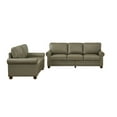 thumbnail image 6 of 2 Piece Living Room Sofa Set, PU Leather Chesterfield Sofa Loveseat+3 Seater Sofa Couch with Hidden Storage and Wooden Legs, Modern Sectional Sofa Set for Apartment Office, Grey, 6 of 9