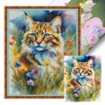 thumbnail image 1 of Hilo Algodón Bordado Kit Punto Cruz Con Gato Del 11CT 40x50cm, 1 of 9