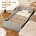 thumbnail image 4 of Zimtown Wood Bed, Floor Bed with Safety Guadrail, Montessori Bed with Soft Velvet Wood Bed, Mattress not Included (Gray), 4 of 8