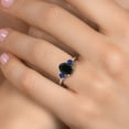 thumbnail image 4 of Gem Stone King 925 Sterling Silver Black Onyx and Blue Created Sapphire Engagement Ring for Women | 2.50 Cttw | Oval 9X7MM | Gemstone December Birthstone | Size 6, 4 of 6