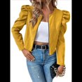 thumbnail image 2 of Chaqueta Corta de Larga para Mujer, con Cremallera, Abrigo, Ropa de Abrigo, Atuendo de Otoño, Chaquetones Amarillo Brillante M, 2 of 9