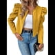 thumbnail image 2 of Chaqueta Corta de Larga para Mujer, con Cremallera, Abrigo, Ropa de Abrigo, Atuendo de Otoño, Chaquetones Amarillo Brillante M, 2 of 9
