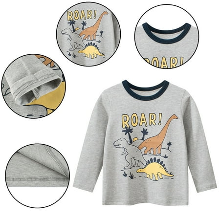

KYAIGUO 1-8Y Baby Toddlers Dinosaurs Tee Shirts for Girls Boys Long Sleeve Turtleneck Autumn Thermal Baselayer Tops Blouse