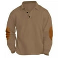 thumbnail image 2 of UVEASISHA Men's Polos Shirts Casual Corduroy Golf Shirts Elbow Patch Long Sleeve Button Up T-Shirts Outdoor Sport Loose Fit Work Shirt Winter Savings Khaki L, 2 of 8