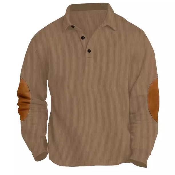 Blusa y camisa de manga larga con cuello vuelto para hombre, estilo casual, para deportes al aire libre, color liso, blusa de manga larga con cuello vuelto, camisetas de poliéster para hombre