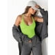 thumbnail image 5 of Camiseta sin mangas SVALIY Workout para mujer con espalda cruzada, color verde acanalado, XL, 5 of 6