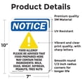 thumbnail image 2 of (2 Pack) Food Allergy Notice Sign With Symbol OSHA Notice Sign 7 Inch X 10 Inch Vinyl Label Decal Sticker Weather Resistant, UV Protected for Workplace, Business, and Construction Site,, 2 of 7
