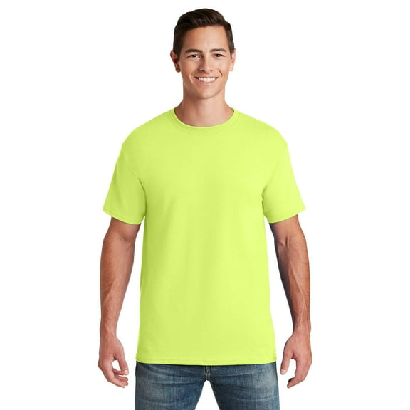 JERZEES Men's Hi Vis Safety Green Dri-Power 50/50 Crew Neck Short Sleeve Work T-Shirt, 1-Pack S-2XL
