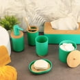 thumbnail image 3 of Green Cotton Pad and Q-Tip Holder Padang with Bamboo Top - Organize in Style, Bathroom Vanity Organizer, 3 of 7