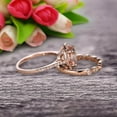 thumbnail image 3 of Milgrain 2.25 Carat 6mm Round Cut Morganite Wedding Set Engagement Bridal Ring 10k Rose Gold Marquise Matching Band, 3 of 6
