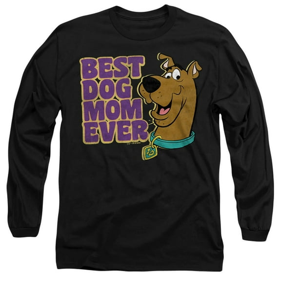 Scooby-Doo Mother's Day Best Dog Mom Ever Unisex Adult Long-Sleeve T Shirt, Black, Large