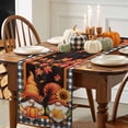 thumbnail image 3 of ERUNPONLY Orange Gnomes Table Runner - 72 Inch Long Pumpkin Sunflower Maple Country Wood Plank Cotton and Linen Blended Dress Scarves Farmhouse Table Runner for Kitchen Dining, Coffee Table, 18"x72", 3 of 8