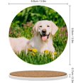 thumbnail image 2 of GZHJMY 6Pcs Round Happy Labrador Retriever Sitting in Dandelions Field Ceramic Coasters with Cork-Backed for Coffee Drink, Cup Mat Absorbent Stone Coasters, 2 of 5