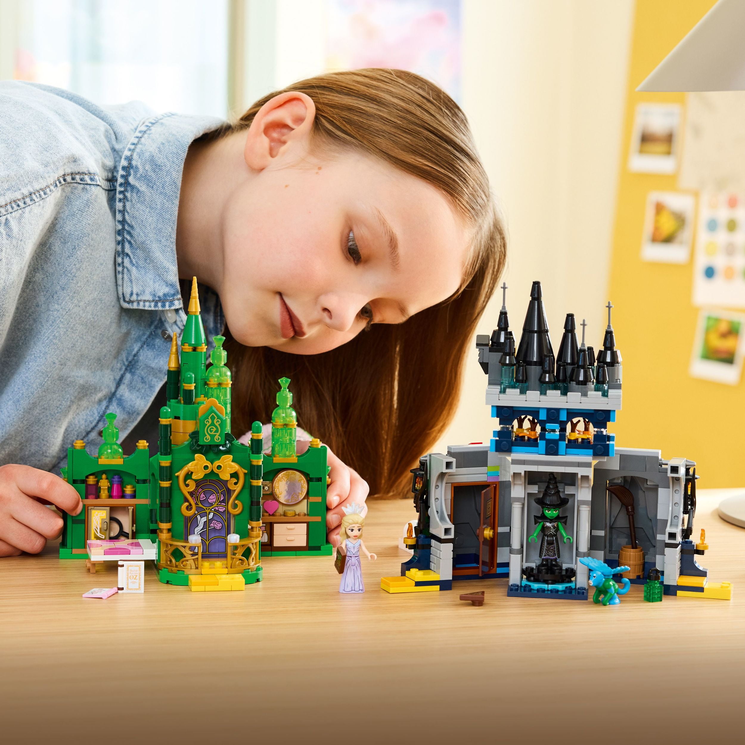LEGO Wicked Emerald City & Kiamo Ko Castle Building Toy - Elphaba & Glinda Toy Figures, 2 Buildable Playsets, & Flying Monkey Minifigure for Kids, Ages 9+ - Wicked Merch Gift for Girls & Boys - 75689