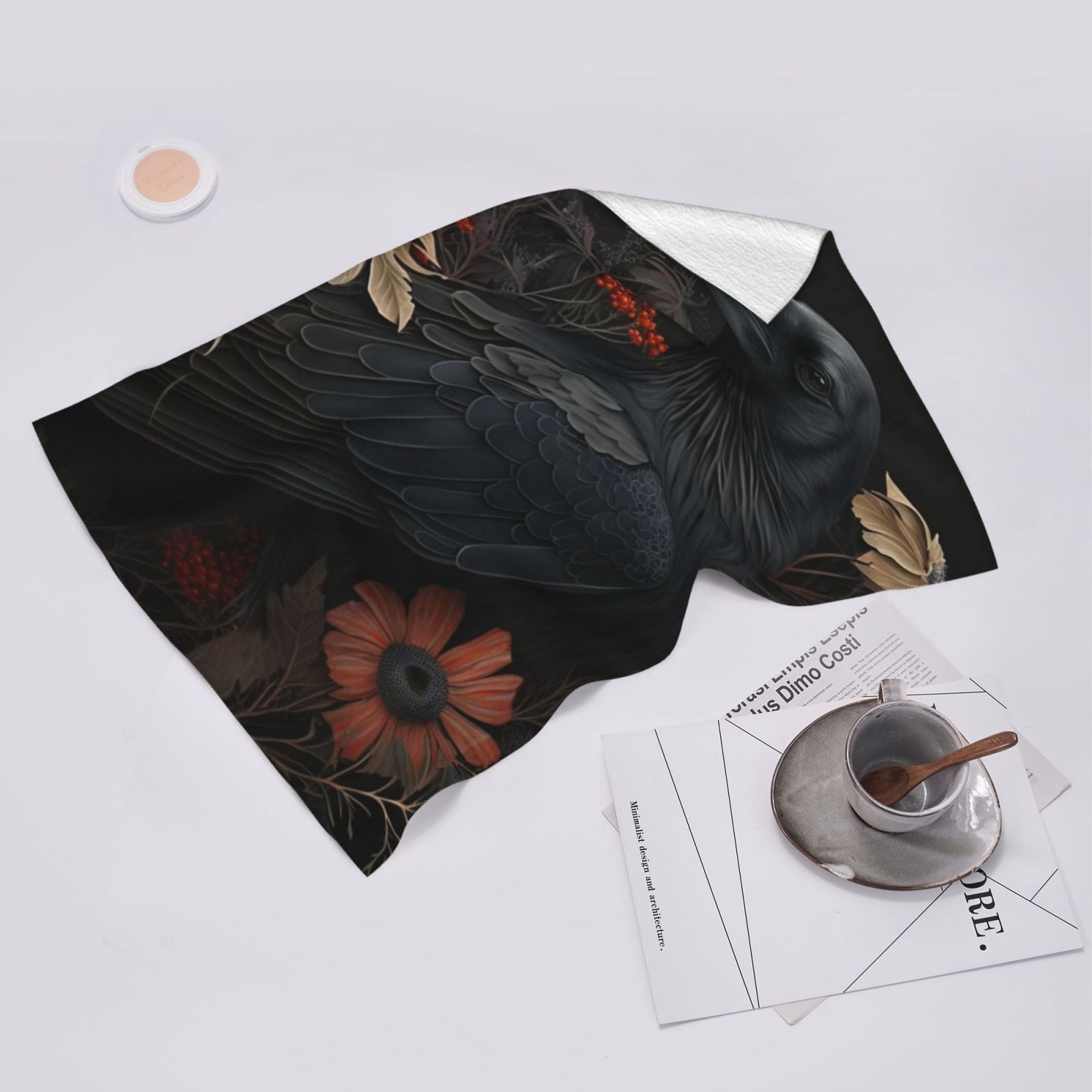 Crow Raven Flowers Gothic Black 27.5" x 16" Ultra Soft Hand Towel, Face Wash Cloth for Bathroom, Gym, Travel, Pool