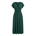 thumbnail image 4 of Ruimatai Women's V-Neck Twist Waist Short Sleeve A-Line Casual Midi Dresses for Women Work Office & Party Wear, 4 of 5