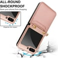 thumbnail image 3 of Crossbody Wallet Case for Samsung Galaxy Z Flip 5 Case with 2-Card Credit Card Holder Slot Shockproof Cover Slim Fit PU Leather Protective Phone Case for Women Men-Rose Gold, 3 of 12