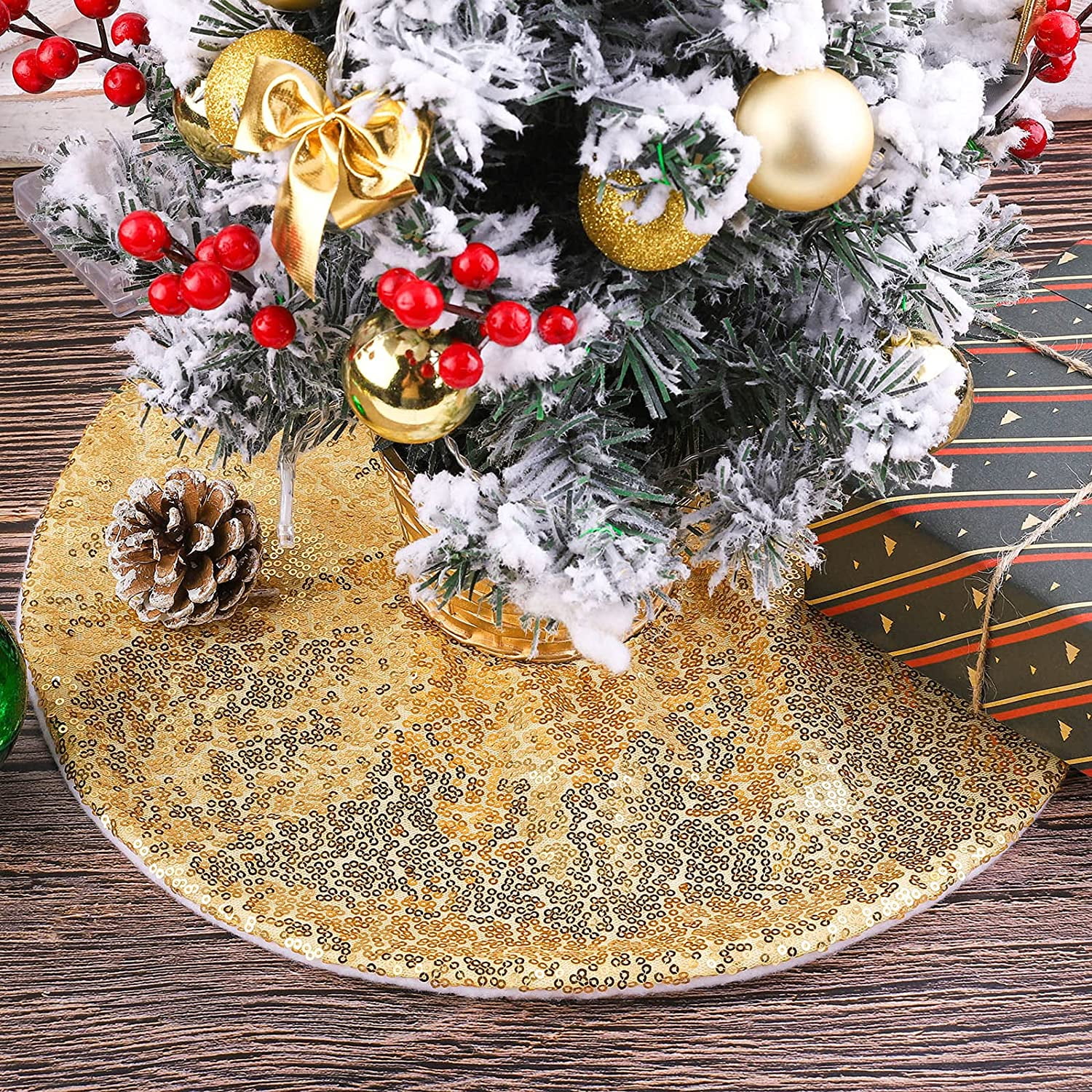 Gold sequin tree skirt hot sale