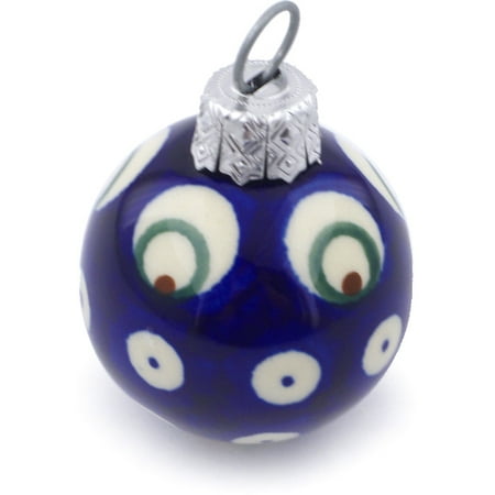 Navajo Etched Pottery Polish Pottery 2-inch Ornament Christmas Ball (Peacock Eyes Theme) Hand Painted in Boleslawiec, Poland + Certificate of Authenticity ()