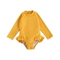 thumbnail image 1 of goowrom Maillot de Bain une Pièce pour Enfants, Combinaison à Manches Longues et Col Rond Côtelé, 1 of 10