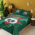 thumbnail image 2 of Ambesonne Christmas Emoji Fitted & Top Sheet Set with Shams, Panda Love Peace, Hunter Green Pale Grey, 2 of 5