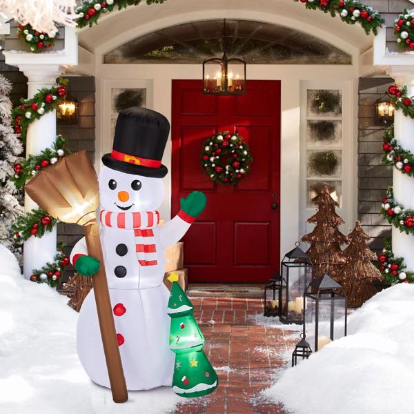 Christmas Inflatable Snowman, 3 LED Lights, Weatherproof Polyester, Quick Setup for Yard, Garden, Indoor