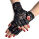 thumbnail image 2 of Black Lace Gloves Ladies Half Finger Lace Gloves Uv Protection For Fancy Dress(2 pairs), 2 of 4