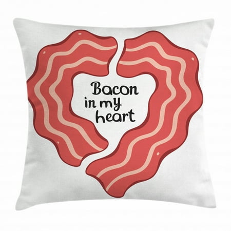 Bacon Throw Pillow Cushion Cover Yummy Delicious Fried Bacons In