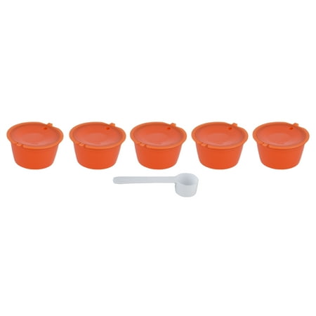 

5Pcs 50ml Coffee Capsule Reusable Coffee Filter Cup with Spoon for DOLCE GUSTO Coffee MachineOrange
