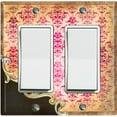thumbnail image 1 of Metal Light Switch Plate Cover Pink Floral Damask Frame Trim Black DAM062, 1 of 13