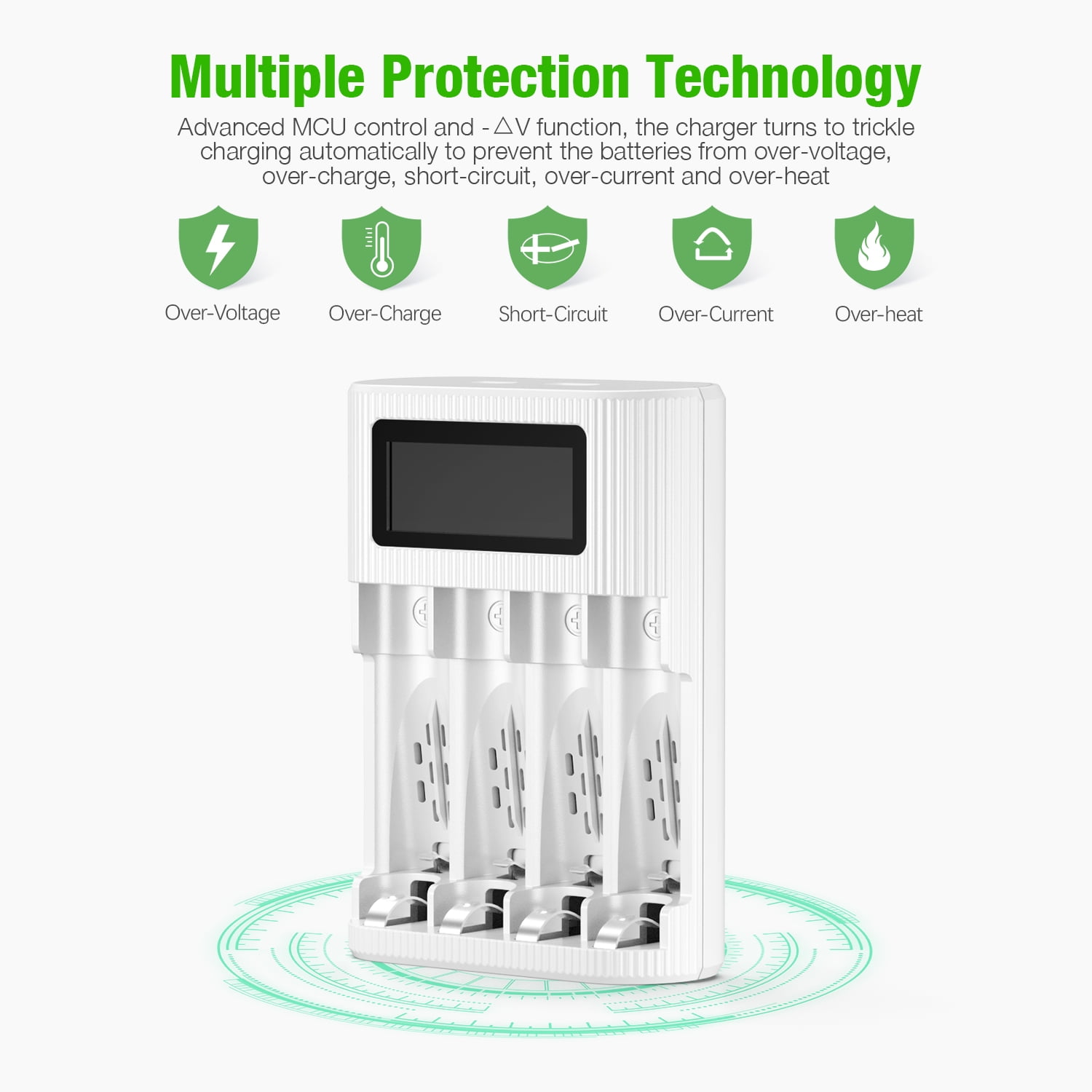 EBL 8-Pack 2800mAh AA Rechargeable Batteries + LCD Battery Charger