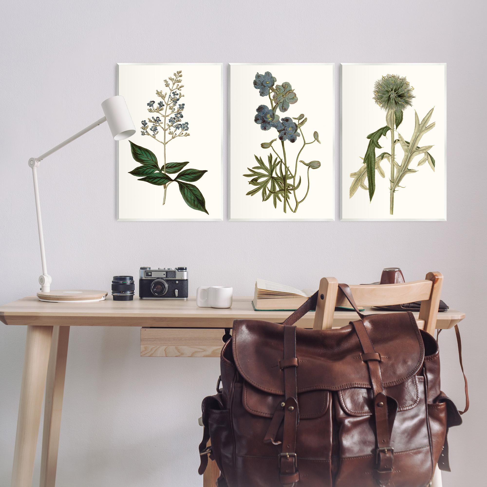 Stupell Industries Vintage Botanical Flowers on Beige Botanical & Floral Painting Unframed Art Print Wall Art, 13 x 19, Set of 3