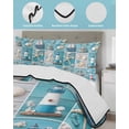 thumbnail image 4 of Quilts Twin XL Size, Nautical Beach Soft Comforter Bedding Set for Bed, Blue Coastal Starfish Lighthouse Starfish Lightweight Quilted Bedspread with Pillow Cover(2 Pieces) for All Season, 68x98 Inch, 4 of 6