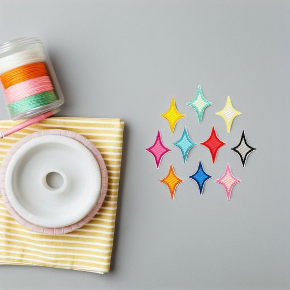 BESTYASH 10Pcs Multicolor Star Embroidered Patches for Jackets Sew on Clothes Applique