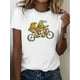 thumbnail image 1 of Camiseta De Verano Para Mujer, Camisetas Suaves De Verano Para Mochilero, Viajes En La CalleWomen's Cute Frog Bicycle Print T-Shirt - Casual Short Sleeve, Breathable Polyester, Machine Washable - Pe, 1 of 7