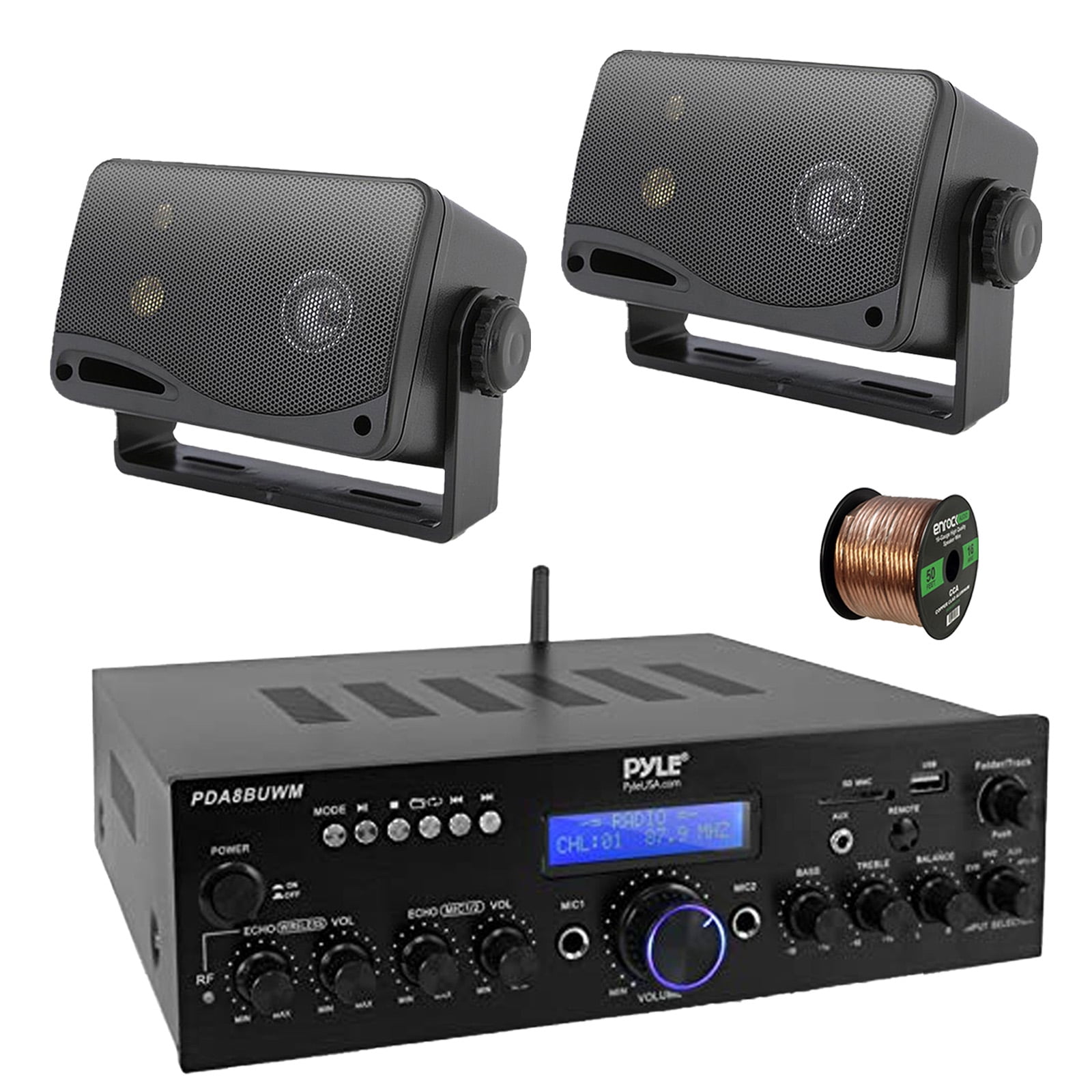 Pyle PLMRM4BTA Gauge-Style Marine Bluetooth Receiver - Water Resistant With USB & AUX