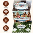 thumbnail image 7 of Green Starfish Summer Round Tablecloth, Fitted Table Cover with Elastic for 45"-54" Round Tables, Ocean Coral Conch Blue Shells Table Cloth Outdoor Indoor Dinning Party Waterproof Tablecloths, 7 of 7