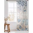 thumbnail image 3 of Sheer Curtains 96 Inches Long, Blue Beige Coastal Semi Sheer Curtains Light Filtering Window Treatment, Beach Starfish Summer Eucalyptus Vintage Privacy Voile Drapes for Living Room 52x96 Inch, 3 of 7