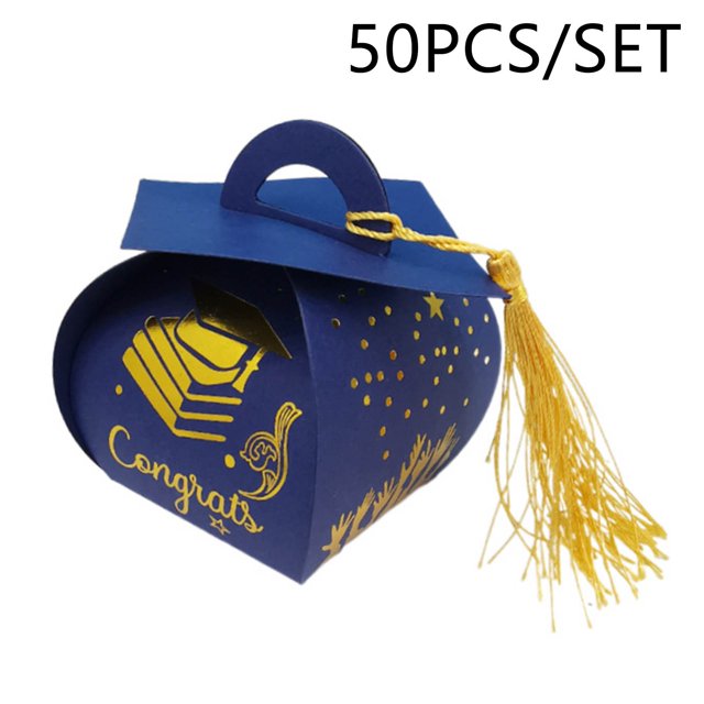 Decoración del hogar, decoración de habitaciones, decoración de paredes Caja de borlas con estampado en caliente Caja de dulces de temporada de graduación personalizada Sombrero de doctorado de estilo