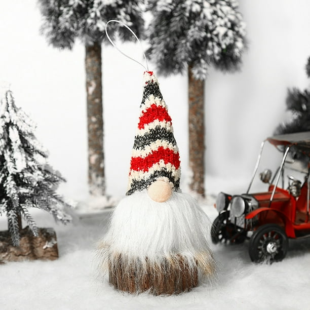 Cotton Gnome Christmas Ornament with Light Up Rudolph Nose for Holiday Tree and Home Decor