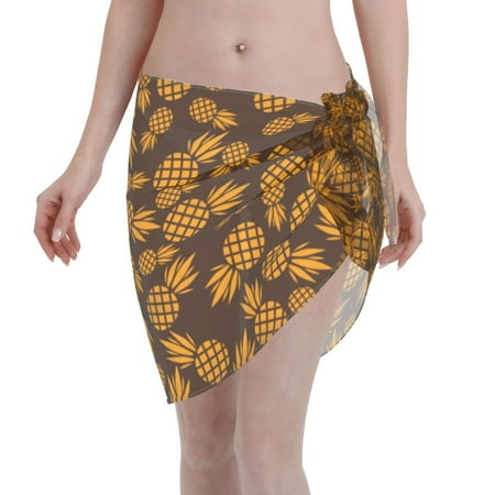 Qekee Colorful Pineapple Women s Short Sarongs Cover Ups Sheer Bikini Wraps for Swimwear