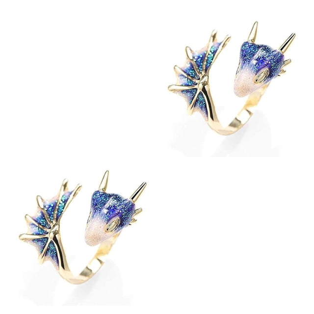 Sonducket Vintage aleación anillo abierto novia aniversario ajustable nudillo mano arte joyería compromiso presente accesorios rojo Azul 2piezas Sonducket CBP226010